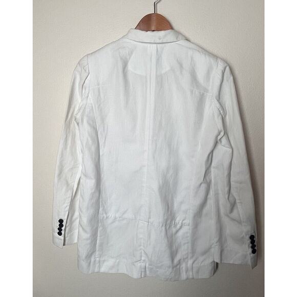 Kai-aakmann Women’s Sz Medium White Cotton Flax Blazer Jacket - Picture 7 of 8